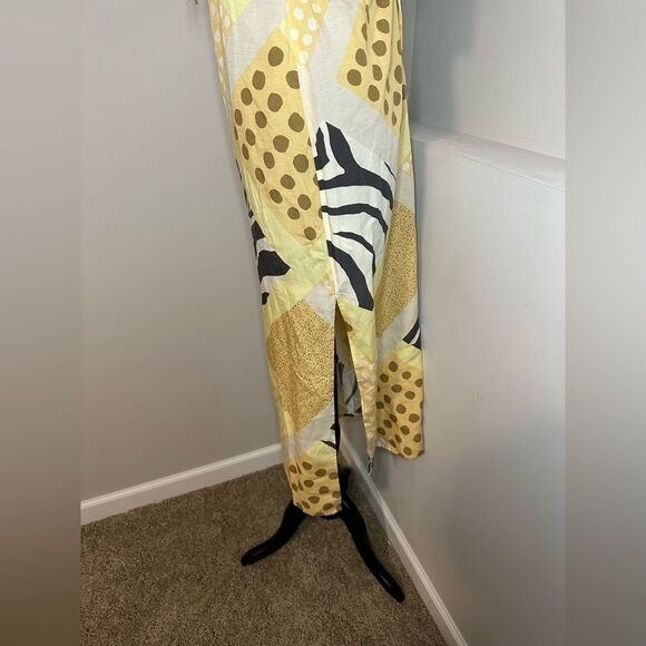 Zebra Patternblock Halter Yellow Midi Dress NWT - Picture 6 of 6